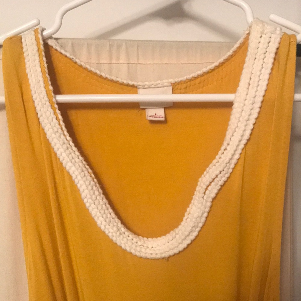 Mustard yellow tie dress with white rope detail - Picture 4 of 5